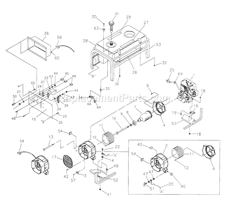 Page A Diagram and Parts List for 1306-0  Briggs and Stratton Generator